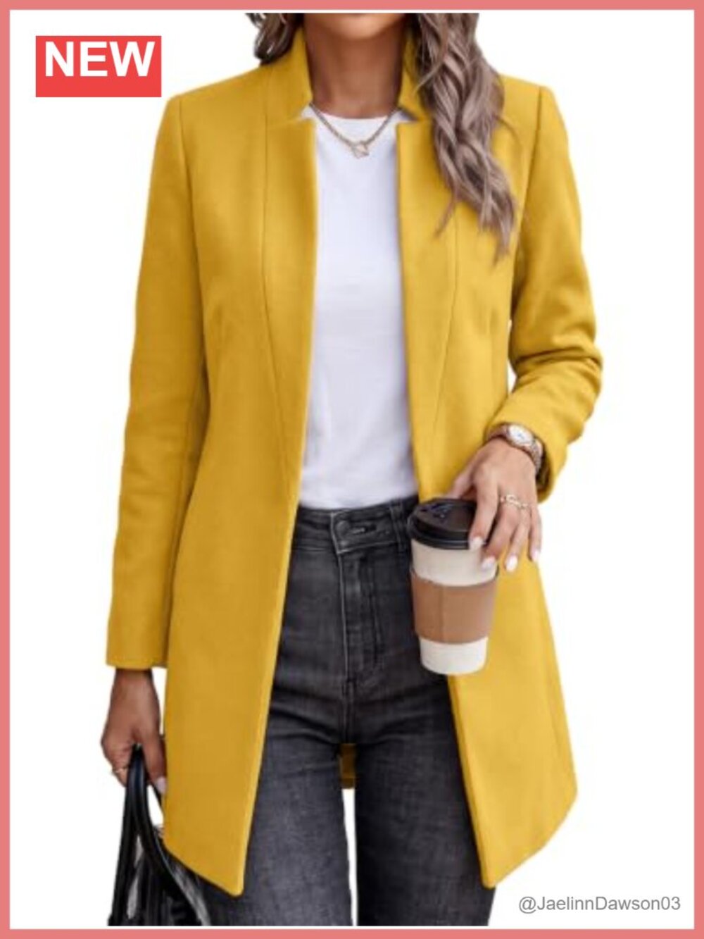 Womens Wool Blend Pea Coat Long Sleeve Open Front Midi Overcoat